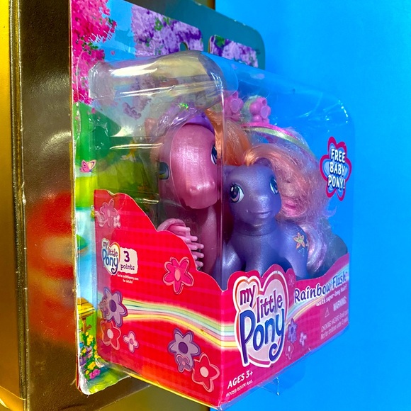 MY LITTLE PONY G3 VTG 2003 RAINBOW FLASH & BABY ROMPERONI SUPER-LONG HAIR PONIES - Picture 7 of 12